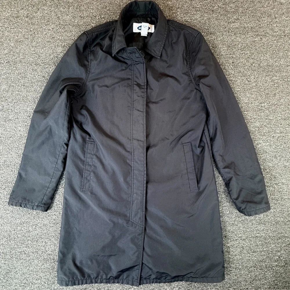 Old Navy Womens Black Car Coat Mid Length Hidden Button Jacket Size S RN 54023